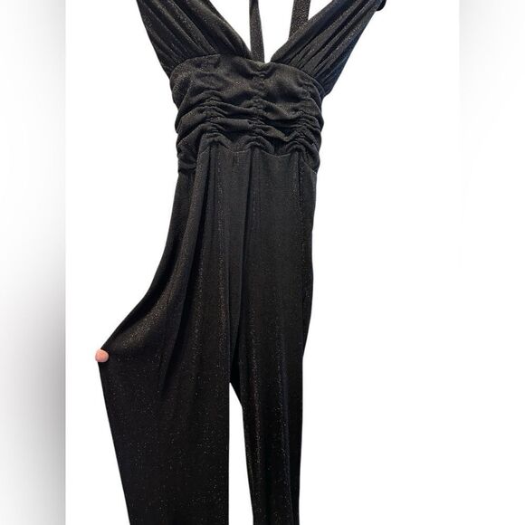 NWOT Silence + Noise Women’s Black Glitter Ashton Halter Jumpsuit - Size Small - Picture 5 of 8